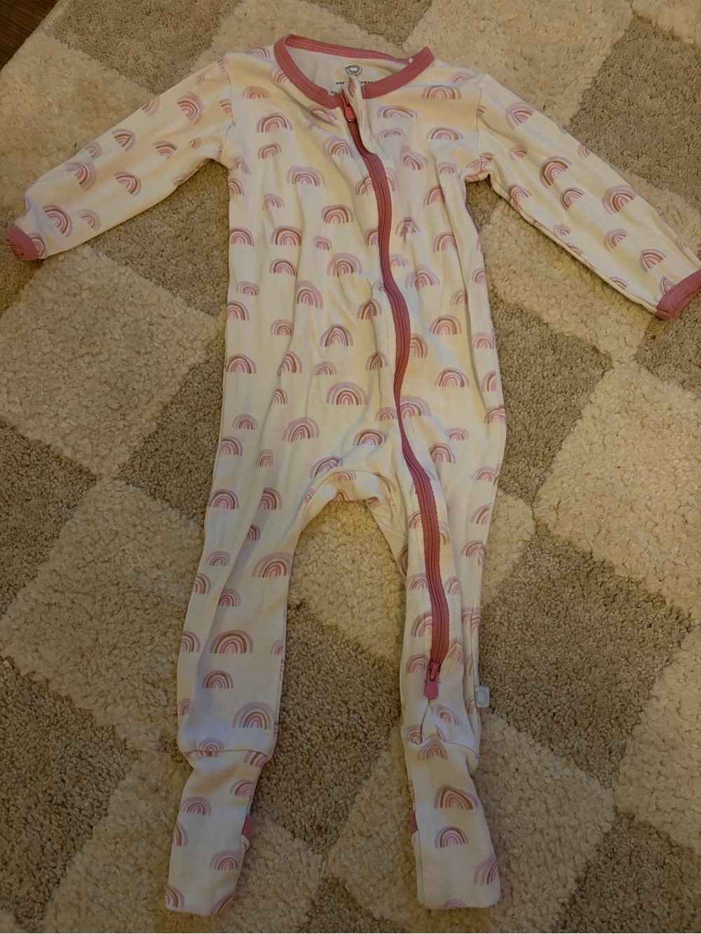 Pink Rainbow-Print Footed Zippy Bamboo Pajamas